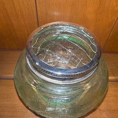 Sale Photo Thumbnail #600: Depression Glass Flower Frog Vase - Anchor Hocking Sandwich Pattern