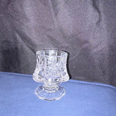 Sale Photo Thumbnail #615: EAPG Star and Fan Pattern Footed Salt Dip