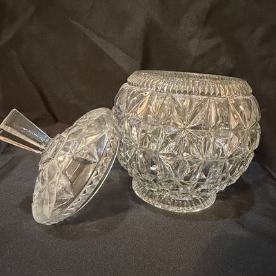 Sale Photo Thumbnail #379: EAPG Pressed Glass Covered Compote or Candy Jar