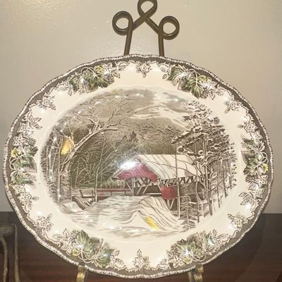 Sale Photo Thumbnail #73: Johnson Brothers 'The Friendly Village' Oval Platter - The Covered Bridge