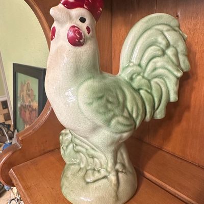 Sale Photo Thumbnail #512: Vintage Celadon Green Glazed Ceramic Rooster Figurine