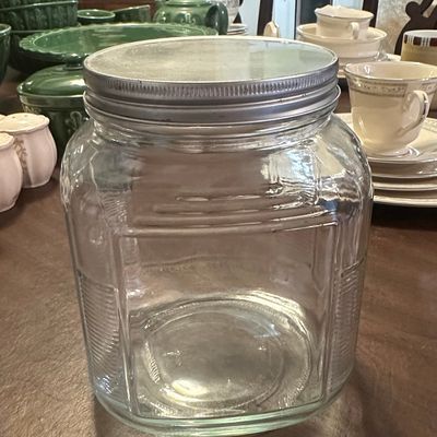 Sale Photo Thumbnail #555: Anchor Hocking "Hoosier" Style Ribbed Glass Storage Jar