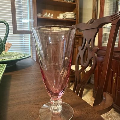Sale Photo Thumbnail #274: Vintage Pink Optic Footed Tumbler
