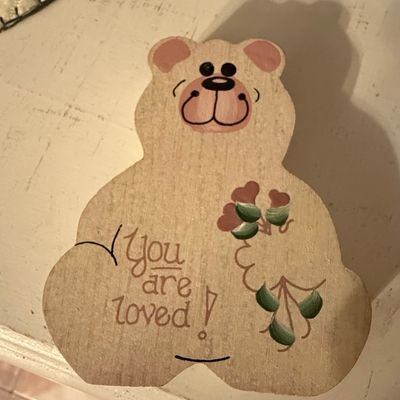 Hand-Painted Wooden Bear Plaque
