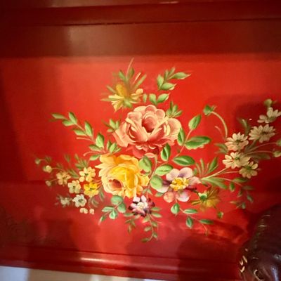 Sale Photo Thumbnail #124: Vintage Hand-Painted Toleware Tray with Floral Motif by Nashco