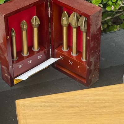 Sale Photo Thumbnail #413: Vintage Brass-Bodied Woodworking Countersink Bit Set