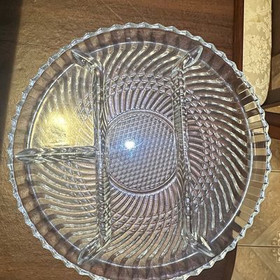 Sale Photo Thumbnail #508: Vintage Libbey Glass 5331 Swirl Pattern Divided Relish Tray