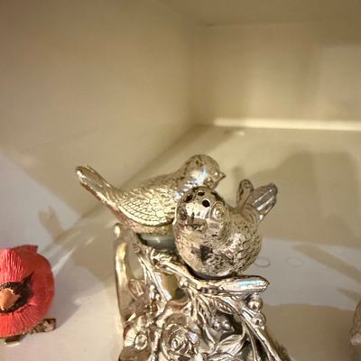Sale Photo Thumbnail #186: Silver-Plated Birds on Branch Salt and Pepper Shaker Set