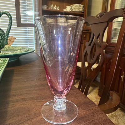 Sale Photo Thumbnail #275: Vintage Pink Optic Footed Tumbler