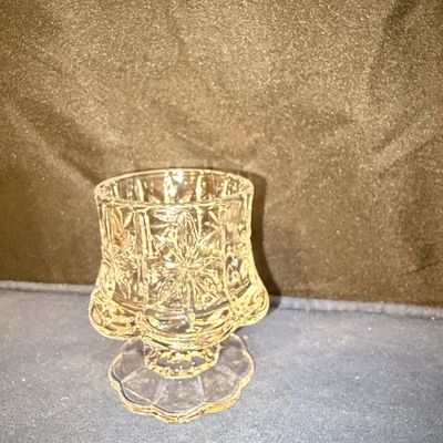 Sale Photo Thumbnail #614: EAPG Star and Fan Pattern Footed Salt Dip