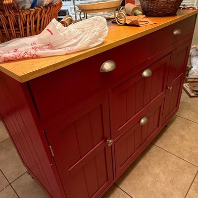 Sale Photo Thumbnail #42: StyleWell Bainport Rolling Kitchen Cart with Butcher Block Top