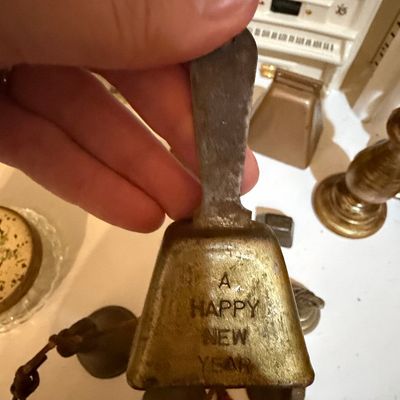 Sale Photo Thumbnail #576: Vintage "A Happy New Year" Brass Bell