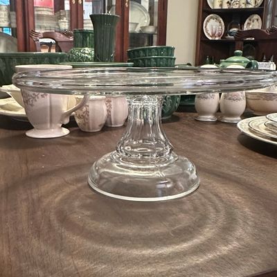 Sale Photo Thumbnail #259: Vintage Pressed Glass Pedestal Cake Stand - Sunburst Pattern
