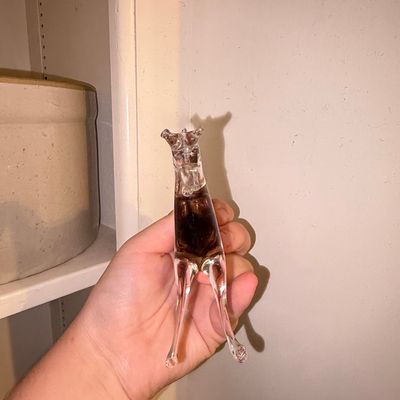 Sale Photo Thumbnail #350: Mid-Century Modern Clear Glass Horse Figurine with Red Core