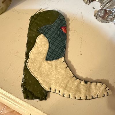 Handmade Fabric Cowboy Boot Ornament