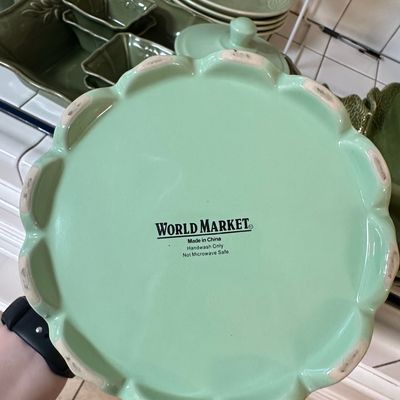 Sale Photo Thumbnail #522: World Market Celadon Fluted Cookie Jar