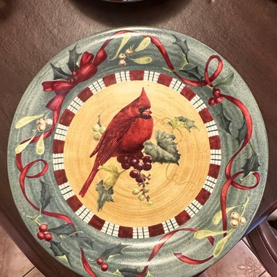 Sale Photo Thumbnail #367: Lenox Winter Greetings Everyday Cardinal Dinner Plate