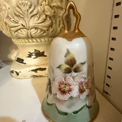 Sale Photo Thumbnail #488: Hand-Painted Porcelain Floral Bell with Butterfly Handle