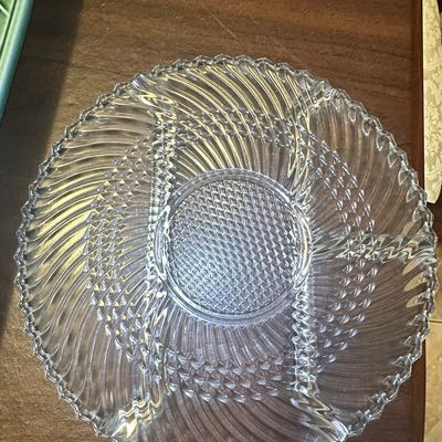 Sale Photo Thumbnail #510: Vintage Libbey Glass 5331 Swirl Pattern Divided Relish Tray