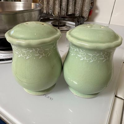 Celadon Green Ceramic Salt and Pepper Shakers
