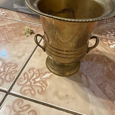Sale Photo Thumbnail #197: Vintage Brass Urn Planter with Rope Trim