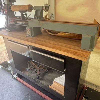 Sale Photo Thumbnail #26: Delta Midi Lathe on Craftsman Workbench