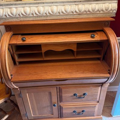 Sale Photo Thumbnail #51: Oak Roll Top Secretary Desk