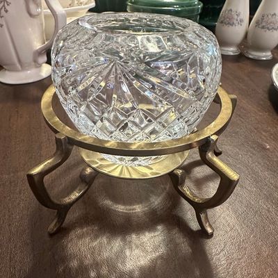 Sale Photo Thumbnail #313: Royal Irish Crystal Rose Bowl on Brass Stand