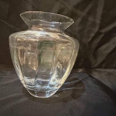 Sale Photo Thumbnail #482: Mid-Century Modern Clear Glass Vase with Paneled Body
