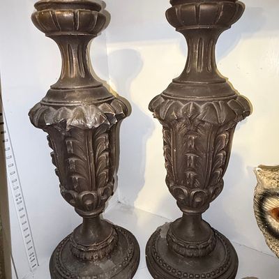 Sale Photo Thumbnail #278: Pair of Neoclassical Style Composite Urn-Form Candle Holders