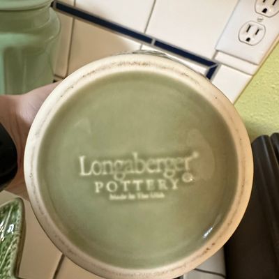 Sale Photo Thumbnail #435: Longaberger Pottery Sage Green Floral Vase