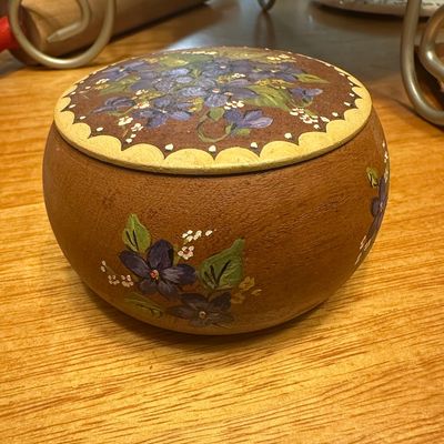 Sale Photo Thumbnail #496: Hand-Painted Floral Wooden Trinket Box
