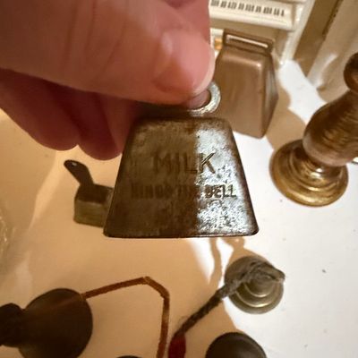 Sale Photo Thumbnail #382: Vintage "MILK RING THE BELL" Advertising Handheld Bell