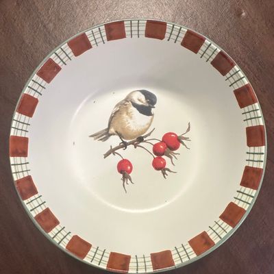 Sale Photo Thumbnail #476: Lenox Winter Greetings Everyday Chickadee Serving Bowl