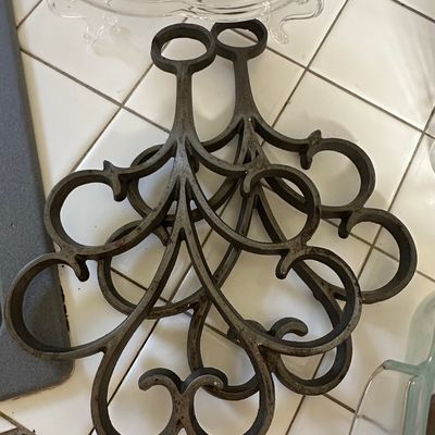 Sale Photo Thumbnail #160: Vintage Cast Iron Scrollwork Trivets - Pair