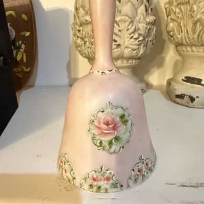 Sale Photo Thumbnail #296: Vintage Hand-Painted Porcelain Rose Bell - Lefton China