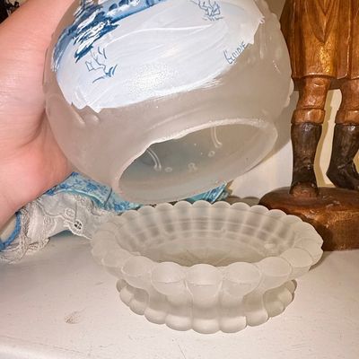 Sale Photo Thumbnail #299: Brooke Glass Hand-Painted Frosted Glass Fairy Lamp - Winter Scene