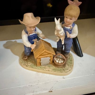 Sale Photo Thumbnail #592: Homco 'Denim Days' The Bunny Hutch Figurine #1514