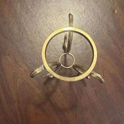 Sale Photo Thumbnail #373: Vintage Brass Sphere or Egg Display Stand with Scroll Design