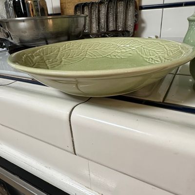 Sale Photo Thumbnail #239: Vintage Bordallo Pinheiro Majolica Cabbage Leaf Serving Bowl