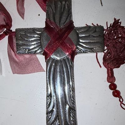 Sale Photo Thumbnail #672: Decorative Metal Wall Cross with Tassel