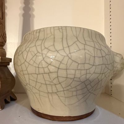 Sale Photo Thumbnail #178: Raku Crackle Glaze Ceramic Cachepot
