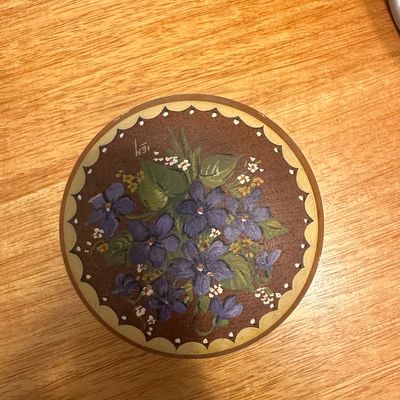 Sale Photo Thumbnail #497: Hand-Painted Floral Wooden Trinket Box