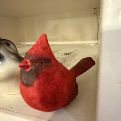 Vintage Cardinal Figurine - Hand Painted Danish Decor