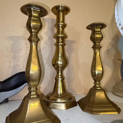Sale Photo Thumbnail #188: Vintage Brass Candlestick Set of Three