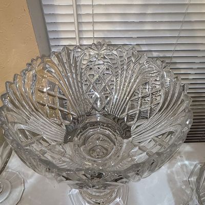 Sale Photo Thumbnail #63: American Brilliant Cut Glass Punch Bowl with Stand