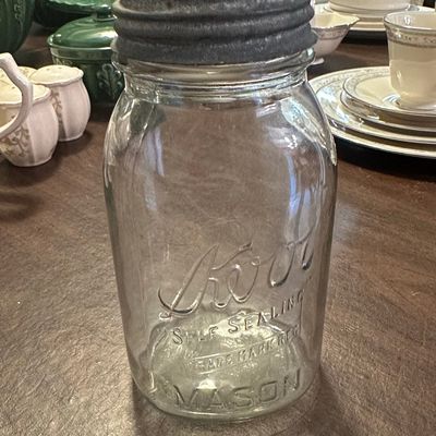 Sale Photo Thumbnail #610: Kerr Self-Sealing Mason Jar - Quart Size with Zinc Lid
