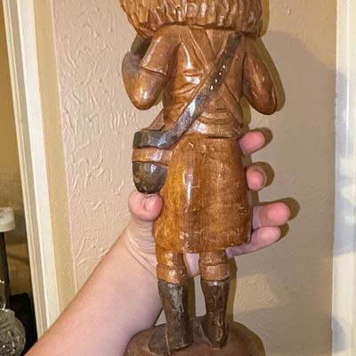 Sale Photo Thumbnail #232: Vintage Hand-Carved Wooden Shepherd with Sheep Figurine