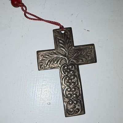 Sale Photo Thumbnail #48: Vintage Sterling Silver Rosary Crucifix with Floral Motif