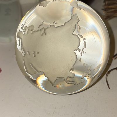 Sale Photo Thumbnail #328: Crystal Globe Paperweight with Etched Map of Asia
